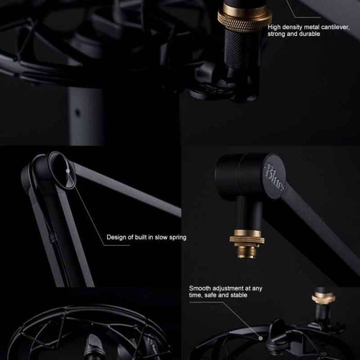 Logitech Blue Yeticaster USB Microphone + Shockproof Mount + Clip-on Cantilever Bracket Live Broa...