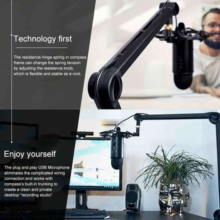 Logitech Blue Yeticaster USB Microphone + Shockproof Mount + Clip-on Cantilever Bracket Live Broa...
