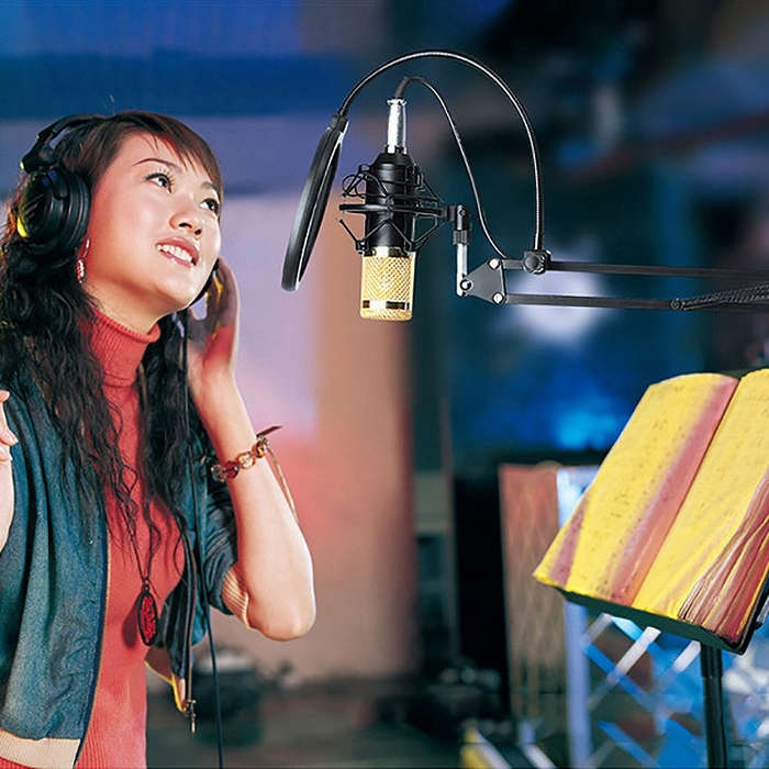 BM-800 3.5mm Studio Recording Wired Condenser Sound Microphone with Shock Mount, Compatible with ...