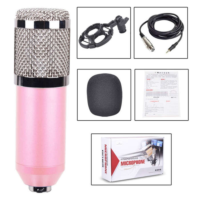 BM-800 3.5mm Studio Recording Wired Condenser Sound Microphone with Shock Mount, Compatible with ...