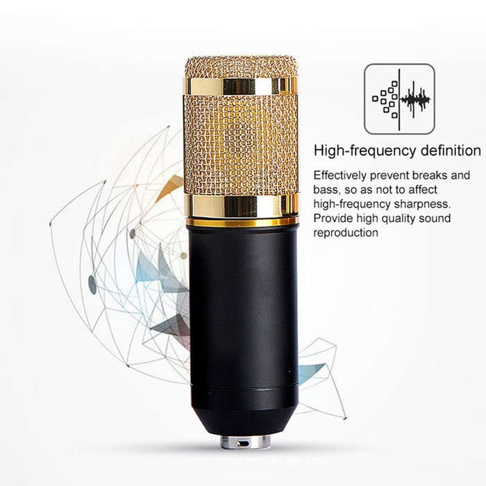 BM-800 3.5mm Studio Recording Wired Condenser Sound Microphone with Shock Mount, Compatible with ...