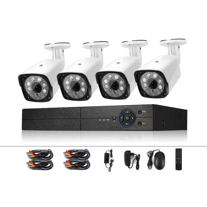 A4B3 / Kit 4CH 1080N Surveillance DVR System and 720P 1.0MP HD Weatherproof CCTV Bullet Camera, S...