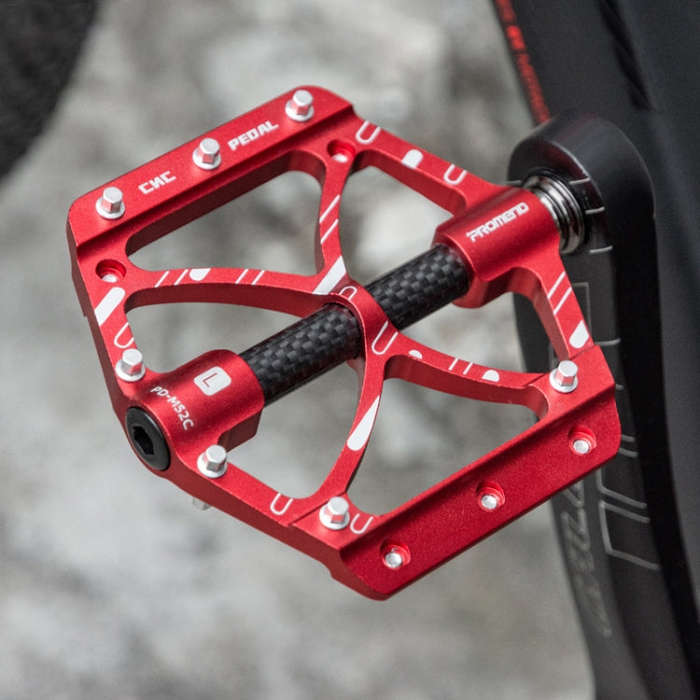 PROMEND PD-M52C 1 Pair Bicycle Aluminum Alloy + Carbon Fiber Tube Bearing Pedals (Titanium Color)