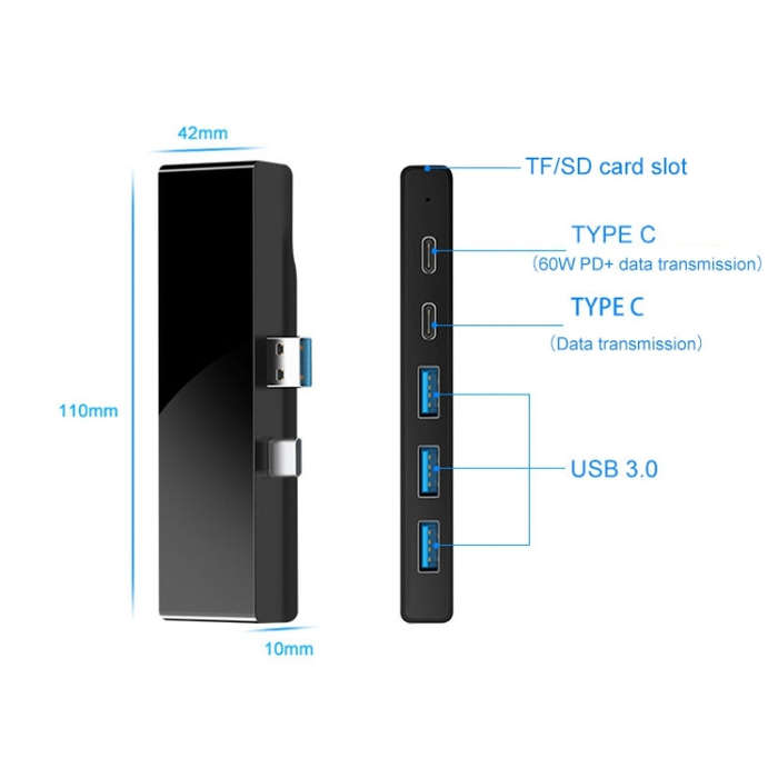 Rocketek SH867 USB 3.0 x 3 + Type-C x 2 HUB Adapter