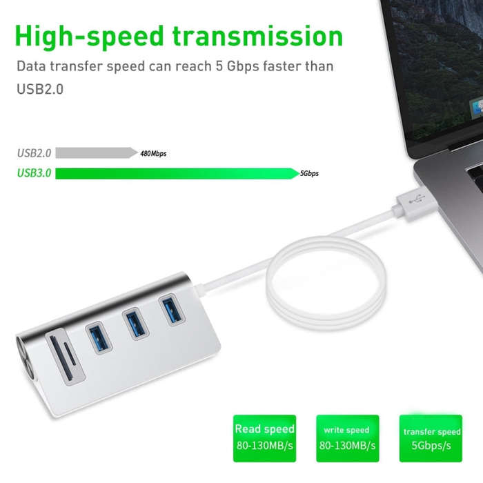 Rocketek HC422 USB3.0 x 3 + SD / TF Card Reader HUB Adapter