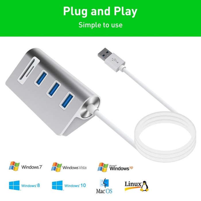 Rocketek HC422 USB3.0 x 3 + SD / TF Card Reader HUB Adapter