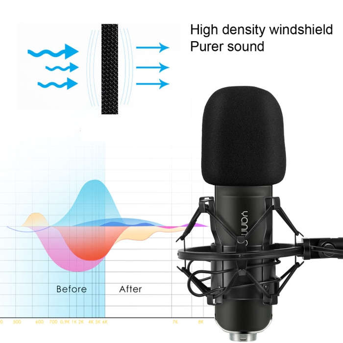 Yanmai Q8 Professional Game Condenser Sound Recording Microphone with Holder, Compatible with PC ...