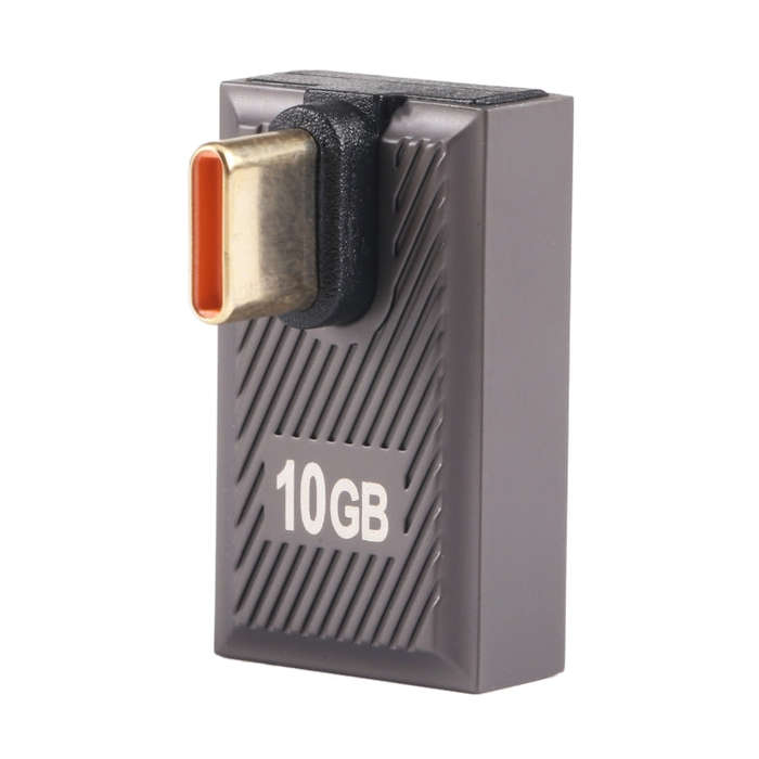 USB-C / Type-C Male to USB Female 10 Gbps 90 Degree Middle Bend Charging Adapter (Gun Metal)