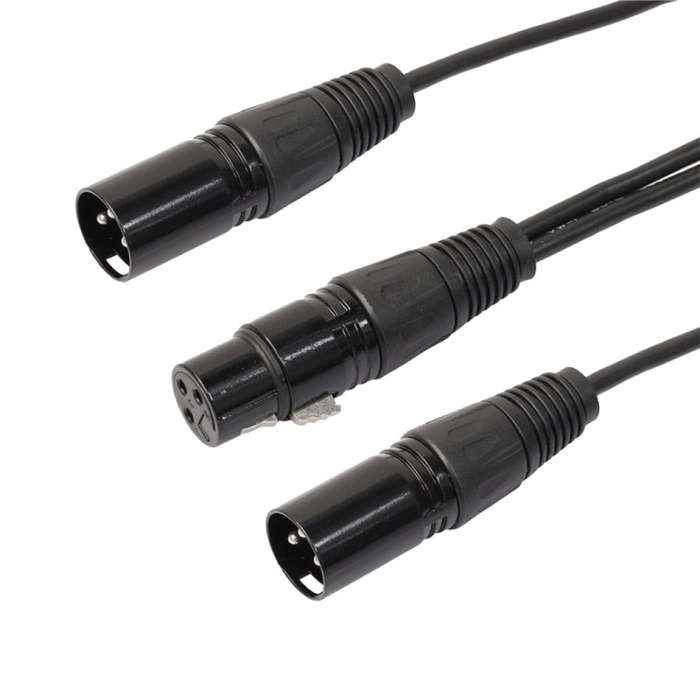30cm 3 Pin XLR CANNON 1 Female to 2 Male Audio Connector Adapter Cable for Microphone / Audio Equ...