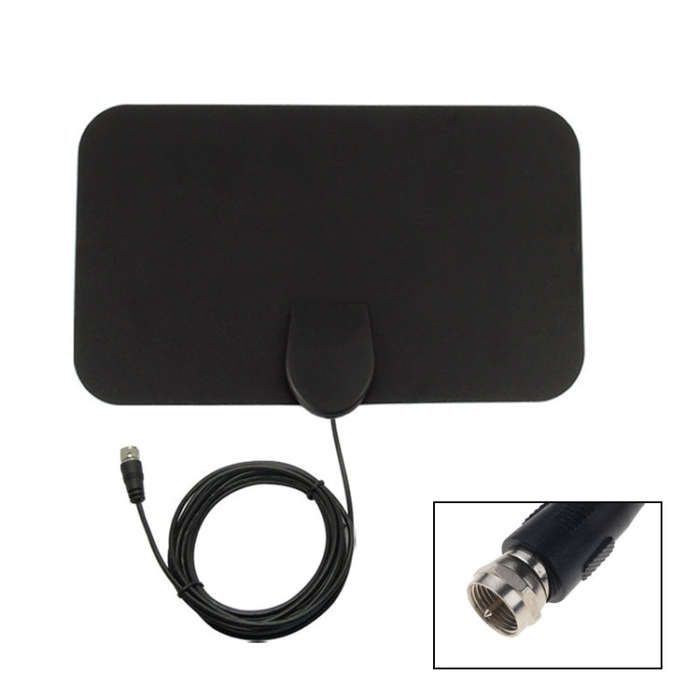 AN-1001 5dBi/25dBi Indoor  HDTV Antenna with Dual-side Sticker, VHF170-230/UHF470-862MHz(Black)