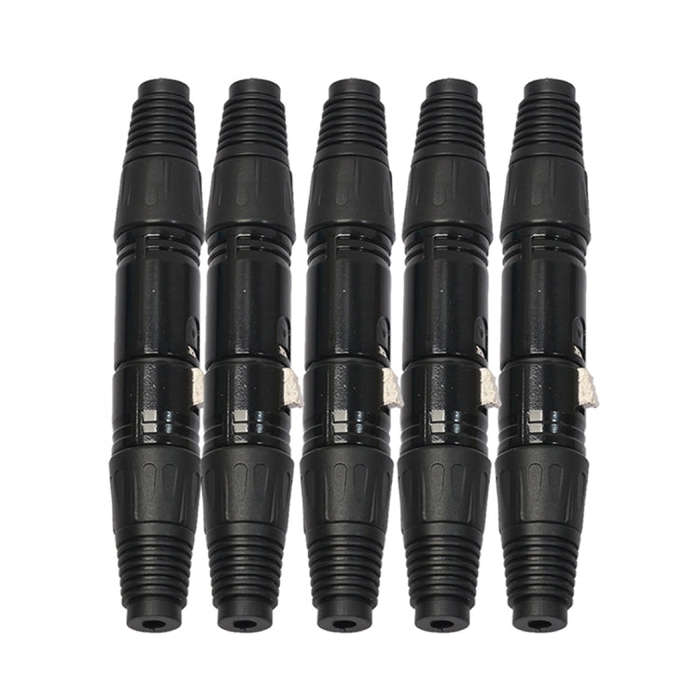 5 Pairs Black 3 Pin XLR Audio Cable Connector Male and Female