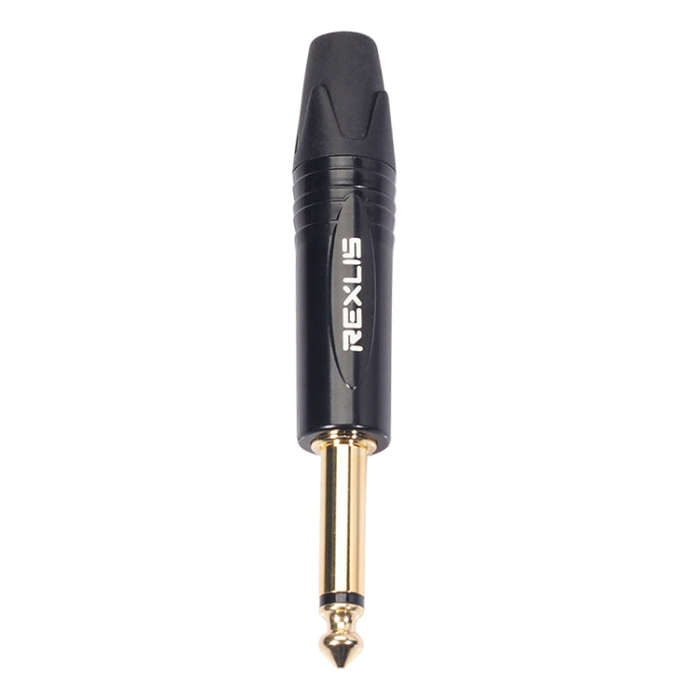10 PCS TC202 6.35mm Gold-plated Mono Sound Welding Audio Adapter Plug(Black)