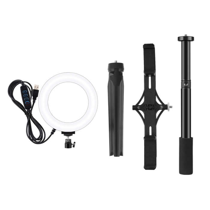 PULUZ Tripod Mount +  Extension Rod + Live Broadcast Dual Phone Bracket + 6.2 inch 16cm LED Ring ...
