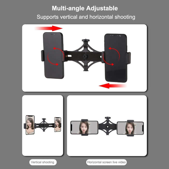 PULUZ Tripod Mount +  Extension Rod + Live Broadcast Dual Phone Bracket + 6.2 inch 16cm LED Ring ...