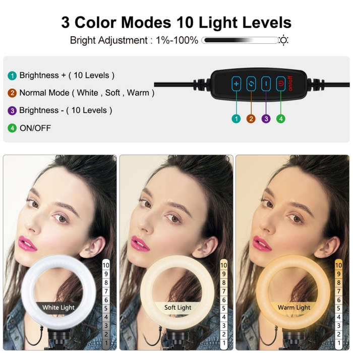PULUZ 4.7 inch 12cm USB 3 Modes Dimmable LED Ring Vlogging Photography Video Lights + Pocket Trip...