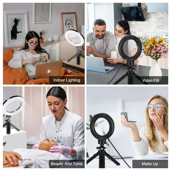 PULUZ 4.7 inch 12cm USB 3 Modes Dimmable LED Ring Vlogging Photography Video Lights + Pocket Trip...