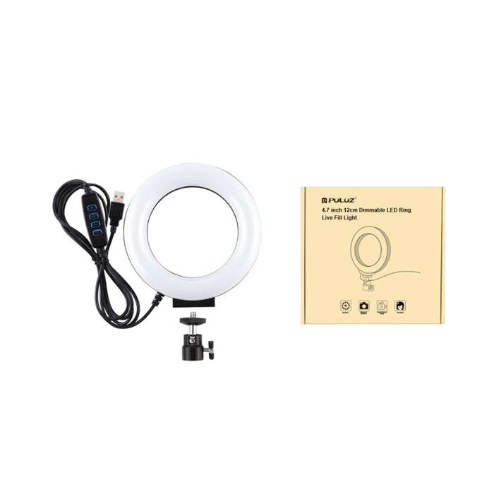 PULUZ 4.7 inch 12cm USB 3 Modes Dimmable LED Ring Selfie Beauty Vlogging Photography Video Lights...