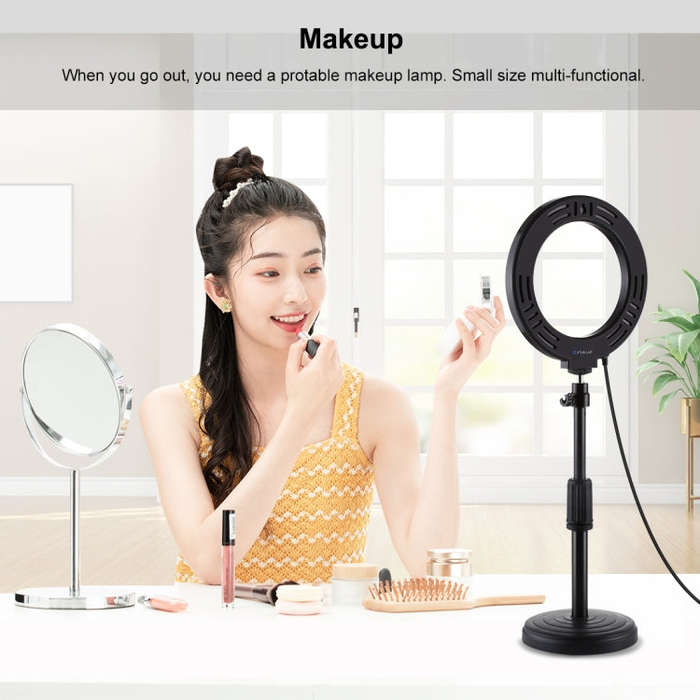 PULUZ 6.2 inch 16cm USB 3 Modes Dimmable LED Ring Vlogging Photography Video Lights with Tripod B...