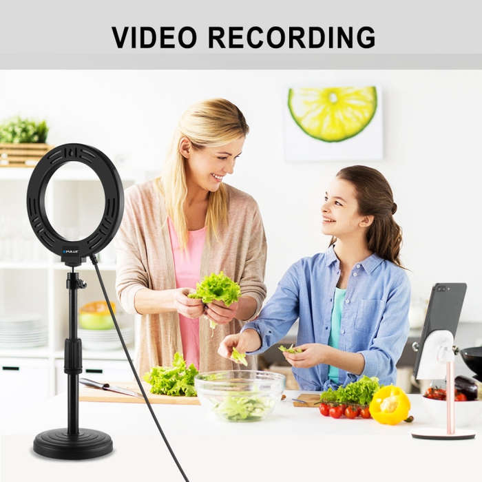 PULUZ 6.2 inch 16cm USB 3 Modes Dimmable LED Ring Vlogging Photography Video Lights with Tripod B...