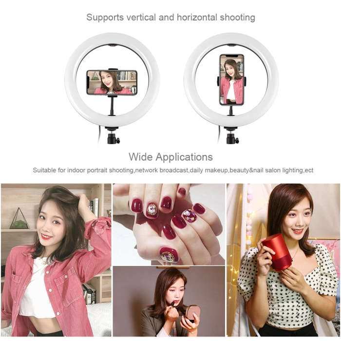 PULUZ 10.2 inch 26cm USB 3 Modes Dimmable Dual Color Temperature LED Curved Diffuse Light Ring Vl...