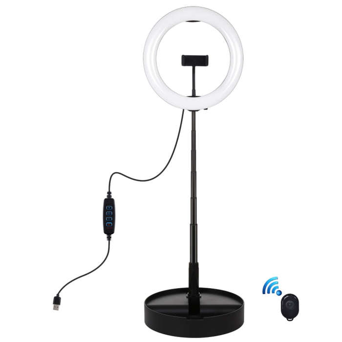 PULUZ 10.2 inch 26cm USB 3 Modes Dimmable Dual Color Temperature LED Curved  Ring Vlogging Selfie...
