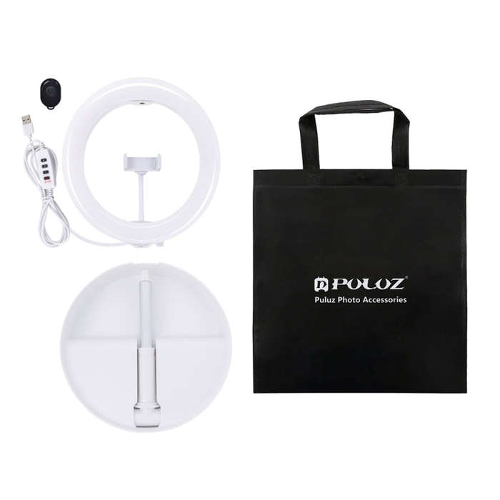 PULUZ 10.2 inch 26cm USB 3 Modes Dimmable Dual Color Temperature LED Curved  Ring Vlogging Selfie...