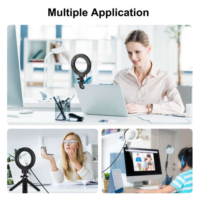 PULUZ 4.7 inch 12cm Ring Selfie Light 3 Modes USB Dimmable Dual Color Temperature LED Curved Vlog...