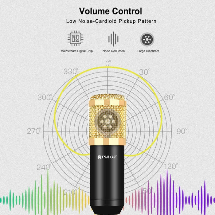 PULUZ Condenser Microphone Studio Broadcast Professional Singing Microphone Kits with Suspension ...