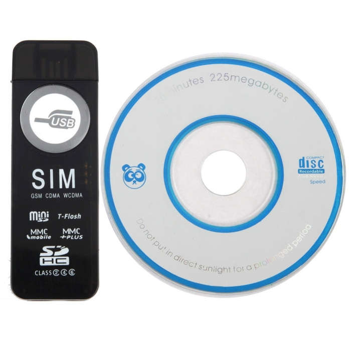 USB Universal Card Reader, Support SD / MMC /SIM / TF Card(Black)