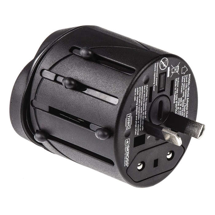 All in 1 EU + AU + UK + US Plug Travel Universal Adaptor, Size: 60 x 58 x 56mm(Black)