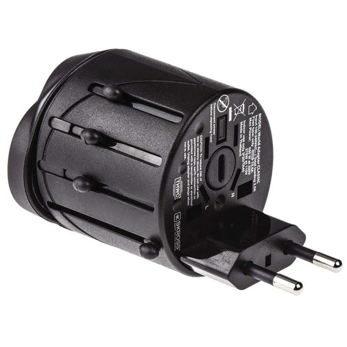 All in 1 EU + AU + UK + US Plug Travel Universal Adaptor, Size: 60 x 58 x 56mm(Black)