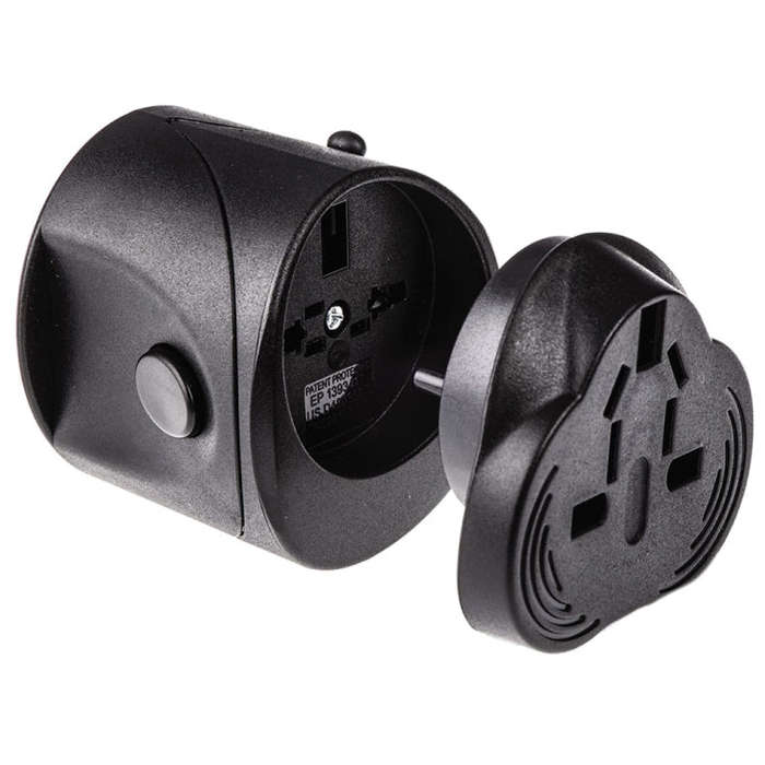 All in 1 EU + AU + UK + US Plug Travel Universal Adaptor, Size: 60 x 58 x 56mm(Black)