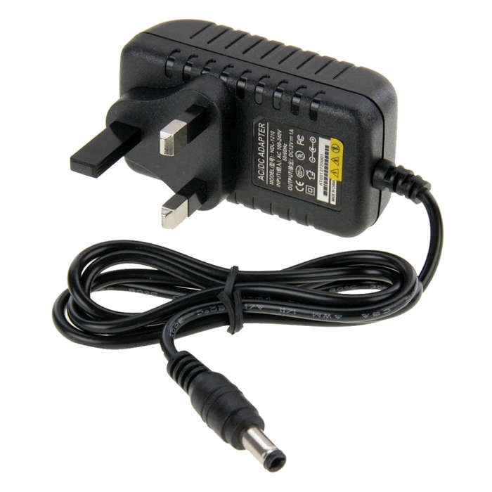 UK Plug AC 100-240V to DC 12V 1A Power Adapter, Tips: 5.5 x 2.1mm, Cable Length: about 90cm(Black)