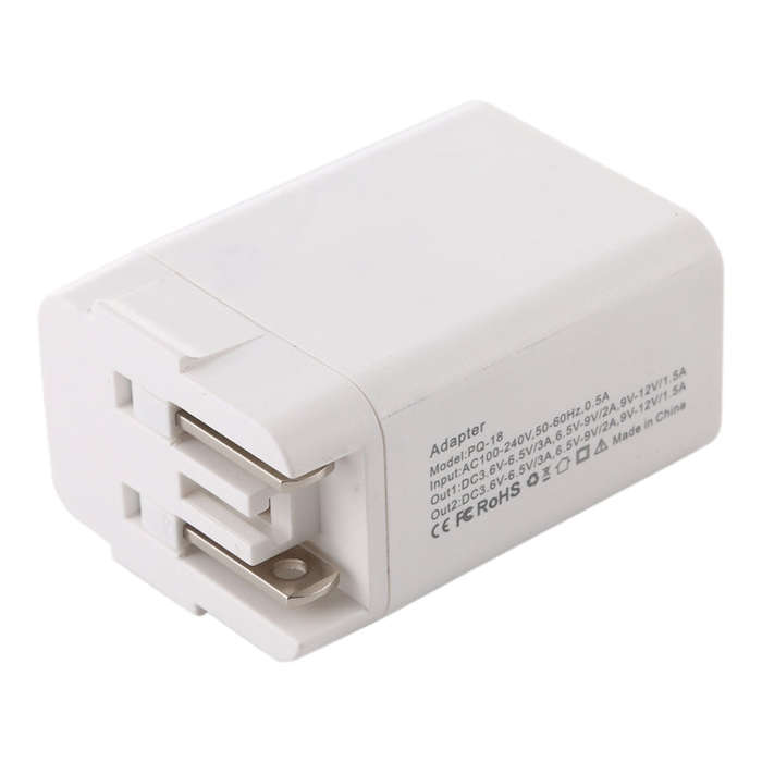 5 in 1 18W Power Adapter Plug Adapter Convertible US + UK + EU + AU Plug