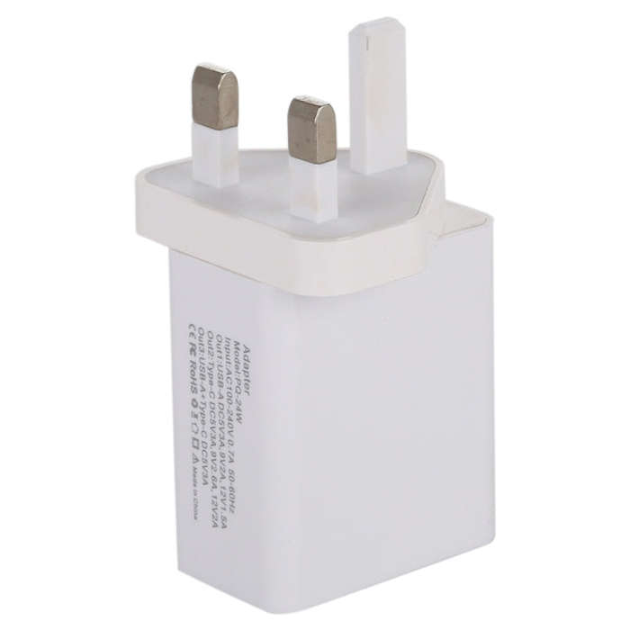 24W PD + QC3.0 Fast Charger Power Adapter Plug Adapter UK Plug