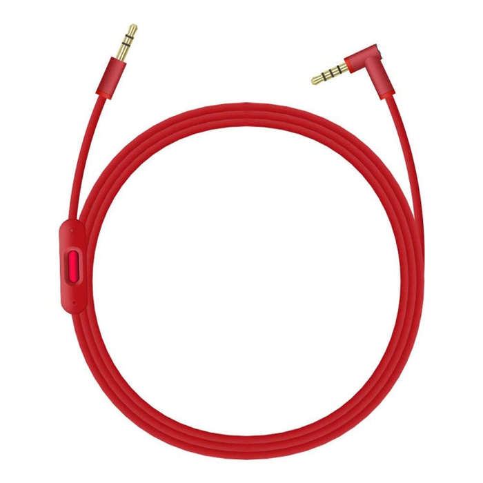 ZS0087 3.5mm Male to Male Earphone Cable with Mic & Wire-controlled, Cable Length: 1.4m(Red)