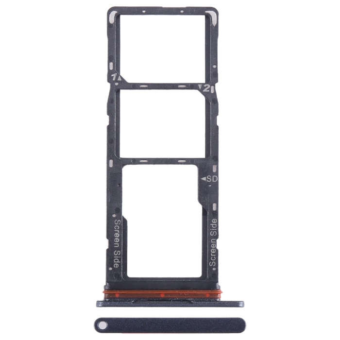 For Tecno Pop 7 BF6 SIM Card Tray + SIM Card Tray + Micro SD Card Tray (Black)