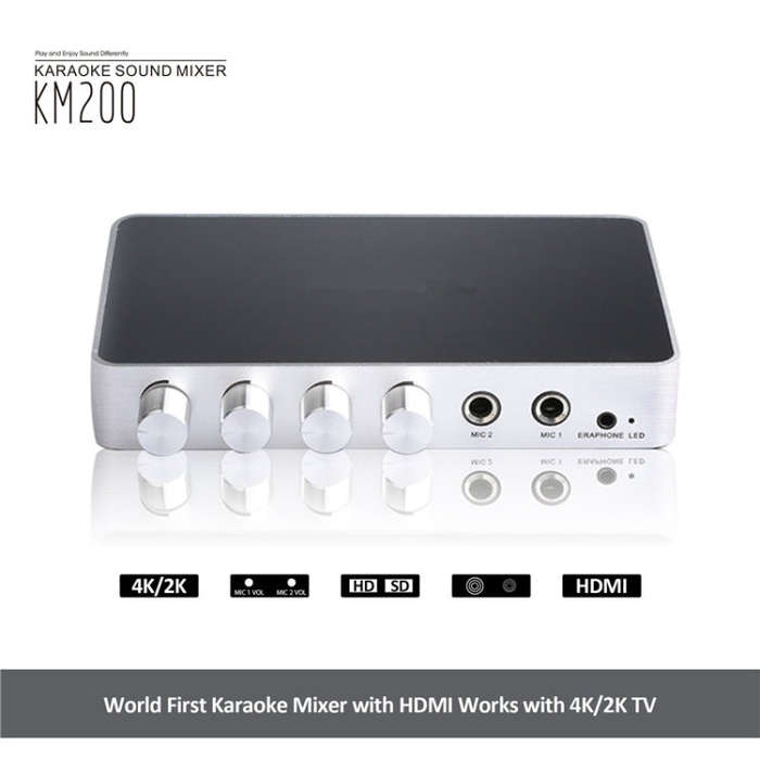 KM200 Portable Digital Stereo Audio Echo System Machine HDMI Karaoke Mixer Amplifier 4K/2K TV PC ...