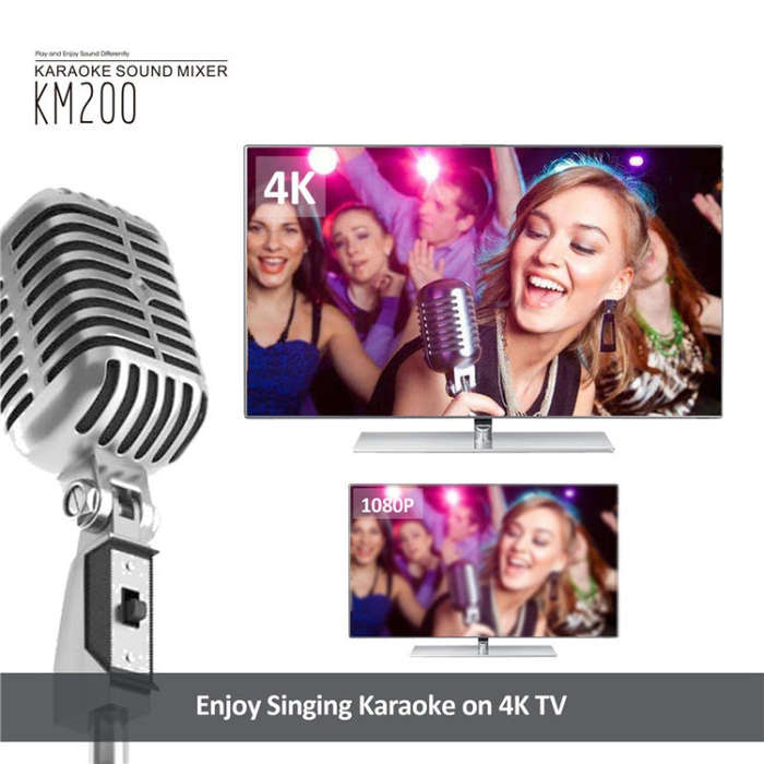 KM200 Portable Digital Stereo Audio Echo System Machine HDMI Karaoke Mixer Amplifier 4K/2K TV PC ...