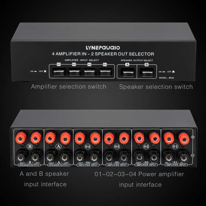 4 Input 2 Output Power Amplifier And Speaker Switcher Speaker Switch Splitter Comparator 300W Per...