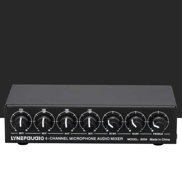 B054 4-Channel Microphone Mixer Support Stereo Output With Reverb Treble And Bass Adjustment, USB...