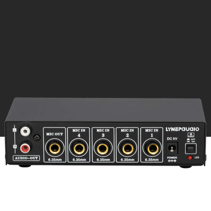 B054 4-Channel Microphone Mixer Support Stereo Output With Reverb Treble And Bass Adjustment, USB...