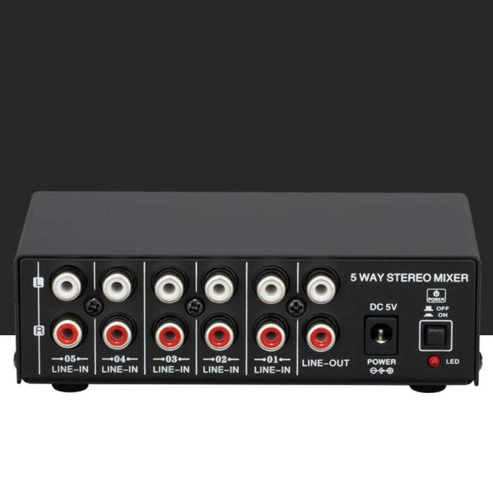 B055 5-Channel Active Stereo Mixer Multi-Channel Mixer with Independent Volume Adjustment  & USB ...