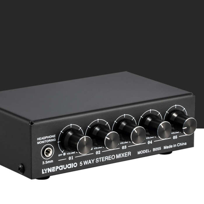 B055 5-Channel Active Stereo Mixer Multi-Channel Mixer with Independent Volume Adjustment  & USB ...