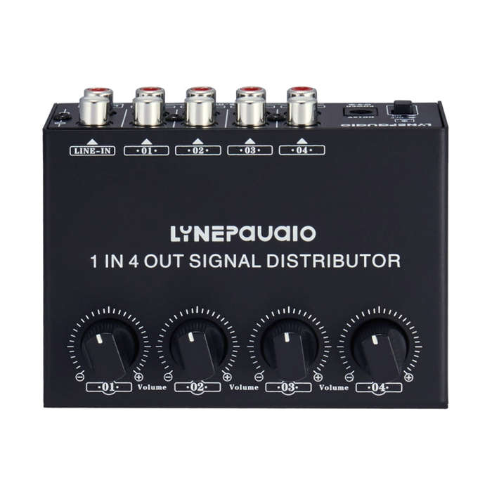 1-In 4-Out Front Stereo Signal Amplifier, Independent Output Volume Adjustment RCA Interface No L...
