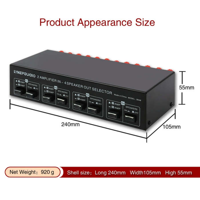 2-in 4-out Power Amplifier Speaker Switcher Splitter Comparator 300W Per Channel Without Loss Of ...
