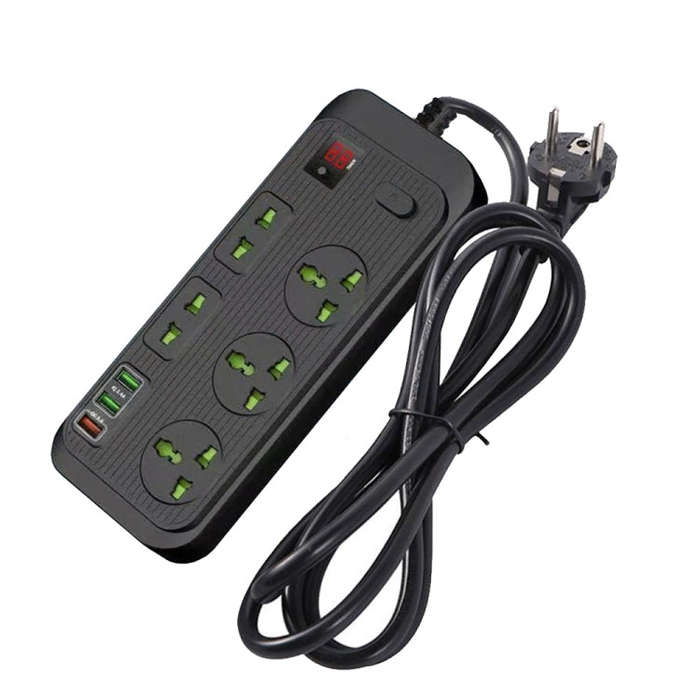 T17 3000W High-power 24-hour Smart Timing Socket QC3.0 USB Fast Charging Power Strip Socket, Cabl...