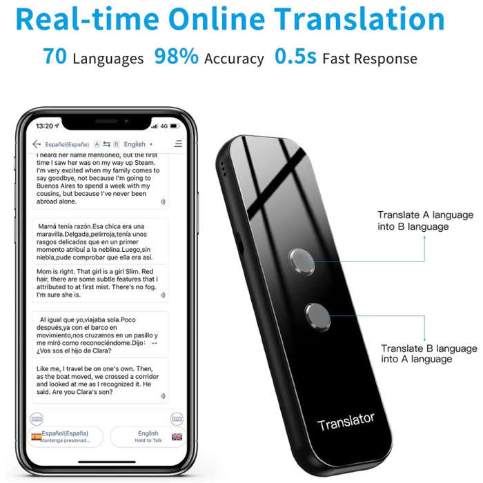 G6 Portable Instant Real Time Voice Translator Multi Language Voice Personal Travel Assistant Tra...