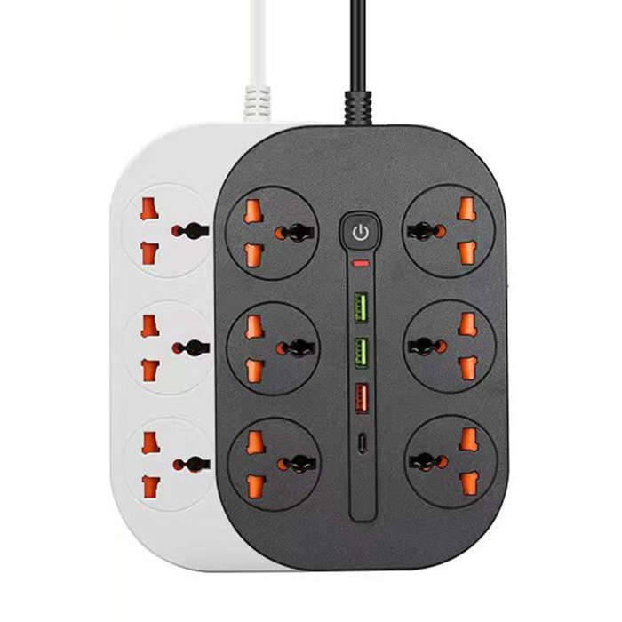 T21 PD3.0 + QC3.0 Multi-Hole Socket Plug 3000W High Power Socket, AU Plug(White)