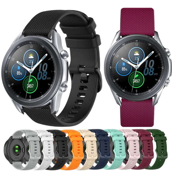 For Samsung Galaxy Watch 3 41mm 20mm Checkered Silicone Watch Band(Pink)
